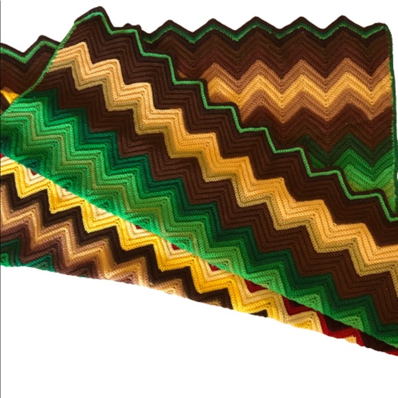 Other - Vintage Granny Chevron Crochet Throw Blanket